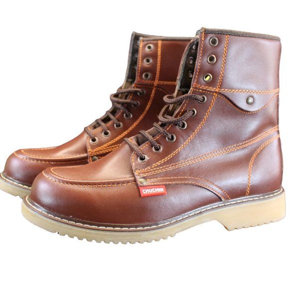 Men’S WorK BootS 8” XeaL Genuine Leather Lightweight New! Soft Toe Brown NEw - Picture 6 of 6